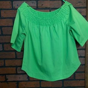 Green off the shoulder blouse